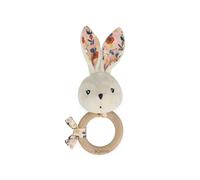 Kaloo - K'doux - Baby Rattle - FSC Wood Ring - Rabbit Plush with Rustling Paper - Promotes Development - Stimulates The Senses - Poppy Pattern - 0 Months +, K216002