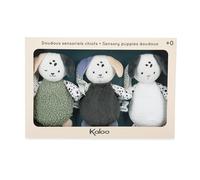 Kaloo - Sensory Puppy Soft Toys - Set of 3 Early Learning Toys for Babies from Birth - Soft Plush Toys with Textures and Contrasting Colors K227007