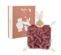 Kaloo - Soft toy Lapin Bordeaux 24cm - Ultra-Soft Flat Baby Doudou - Extra Soft Flannel Fur - Knots with Pacifier Attachment - Cuddly and Educational Companion from Birth - K214008