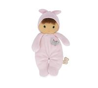 Kaloo, Tendre Bébé, Brown-Haired Baby Doll Camélia Pink 24 cm, From Birth | Soft Cuddly Baby Doll, Little Arms Made for Cuddles, Butterfly Tag to Handle and Encourage Grasping, Easy for Little Hands