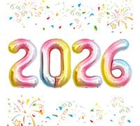 KALOR 42 Inch 2026 Rainbow Foil Mylar Number Balloons, Giant 2026 New Years Decorations for 2026 Happy New Year Eve and Graduations Party Supplies