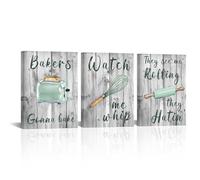 Kalormore 3 Pieces Kitchen Quotes Wall Art - Set of 4 Vintage Bakery Decor Inspirational Canvas Prints Sign for Dining Room Cafe and Restaurant Home Decorations Ready toHang