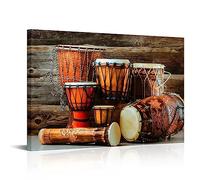 Kalormore Traditional African Wall Art Vintage Drum Music Painting Pictures Ethnic Ancient Prints Artwork Framed for Living Room