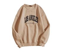 KaloryWee Summer Oversized Sweatshirts Women Crew Neck Sweat Loose Fit Los Angeles Sweatshirt Teen Girls Casual Pullover Tops KaloryWee, A-coffee, M