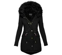 KaloryWee Summer Womens Winter Coats Thick Fleece Lined Warm Hooded Parka Jackets Zip Up Outerwear With Fuffly Hood Plus