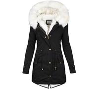 Womens Winter Coats Thick Fleece Lined Warm Hooded Parka Jackets Zip Up Outerwear With Fuffly Hood Plus Size S-5XL KaloryWee