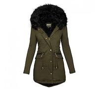 KaloryWee Summer Womens Winter Coats Thick Fleece Lined Warm Hooded Parka Jackets Zip Up Outerwear With Fuffly Hood Plus Size, A-Army Green, 3XL