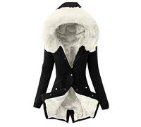 KaloryWee Summer Womens Winter Coats Thick Fleece Lined Warm Hooded Parka Jackets Zip Up Outerwear With Fuffly Hood Plus Size S-5XL KaloryWee, C-White