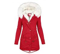 KaloryWee Summer Womens Winter Coats Thick Fleece Lined Warm Hooded Parka Jackets Zip Up Outerwear With Fuffly Hood KaloryWee, B-Red, XXL