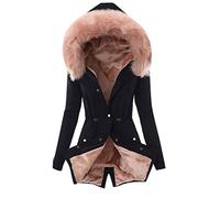KaloryWee Summer Womens Winter Coats Thick Fleece Lined Warm Hooded Parka Jackets Zip Up Outerwear With Fuffly Hood Plus Size, C-Pink, L, KaloryWee jackets