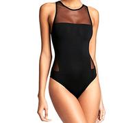 KaloryWee Swimsuit One Piece Flattering Tummy Control Padded Underwired Swimming Costume Mesh Panel Design Breathable fit Sexy Gauze Backless Black