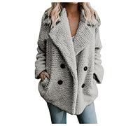 KaloryWee Teddy Bear Jacket Fleece Lapel Coat Oversized Fluffy Outwear Womens Autumn Winter Casual Loose Notch Collar Warm Up Ladies Cardigan Plus Size Outerwear Sale Hooded Jackets Coats