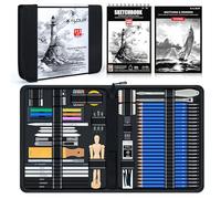KALOUR 113PCS Drawing Set, Professional Sketching Kit with 3-Color Sketchbook,Graphite & Charcoal Pencils, Wooden Mannequin, Art Tools in Zipper Case, Art Supplies for Beginners & Artists Gift