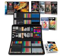 KALOUR 154PCS Art Supplies - Sketching & Drawing Kit with Sketchbook,Tutorial Book,Coloring Paper - Graphite,Colored, Charcoal, Watercolor & Metallic Pencils - Drawing Tools for Artists and Beginners