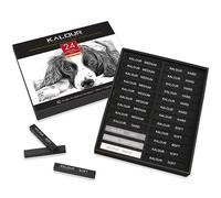 KALOUR 24 Pro Charcoal Drawing Set - Soft,Medium,Hard Charcoal and White Charcoal - Charcol Sticks for Drawing Sketching Shading - Art Supplies Gift for Artists Beginners Adults