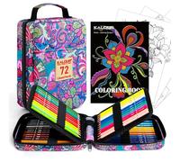 KALOUR 72 Colouring Pencils with Coloring Book,Zipper Slot Pencil Case,with Sharpener,Soft Core,7 Metallic Color,Ideal for Layering Blending,for Artists Beginners Kids