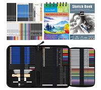 KALOUR 77pc Art Supply Set - Sketching & Drawing Kit with Tutorial Book, Sketchbook & Paper - Pencils, Pastels, Watercolors for Beginner Artists