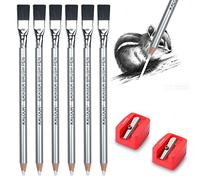 KALOUR Eraser Pencils Set - 6pc Eraser Pencils with Brush & 2pc Sharpener, Ideal for Sketching & Correcting Drawings
