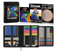 KALOUR PDAS 112 Drawing Set Sketching Kit, Pro Art Supplies with 3-Color Sketchbook & Coloring Book, Neon, Colored, Watercolor, Metallic, Graphite, Charcoal Pencils, Gift for Artists Adults Teens