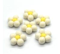 Kalpana 100% Wool Felt Flowers - Ivory Daisy - 5 Count - 4cm - Miniature - Handcrafted - Adults - Female - Traditional - All Seasons