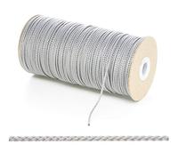 Kalsi Cords 2mm Thin Round Polypropylene Braided Rope Cut Length, Strong & Durable Poly Cord String for Haberdashery, Arts & Crafts, Pulley, DIY Projects (Grey Silver, 10 Metres Cut Length)