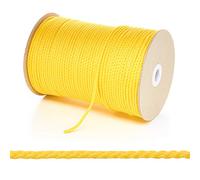 Kalsi Cords 3mm Thin Round Polypropylene Braided Rope Cut Length, Strong & Durable Poly Cord String for Haberdashery, Arts & Crafts, Pulley, DIY Projects (Yellow, 5 Metres Cut Length)