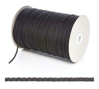 Kalsi Cords 3mm Thin Round Polypropylene Braided Rope Cut Length, Strong & Durable Poly Cord String for Haberdashery, Arts & Crafts, Pulley, DIY Projects (Black, 5 Metres Cut Length)
