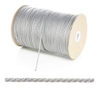 Kalsi Cords 3mm Thin Round Polypropylene Braided Rope Cut Length, Strong & Durable Poly Cord String for Haberdashery, Arts & Crafts, Pulley, DIY Projects (Grey Silver, 20 Metres Cut Length)
