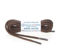 Kalsi Cords 4mm Round Cord Shoe Laces Heavy Duty Work Boot Extra Strong Replacement Shoelaces for Hiking Walking Adults Footwear Premium Quality (Black & York Brown, 180cm Pair)