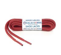 Kalsi Cords Round Cord Shoe Laces with a Fleck Pattern Ideal Replacement Shoelaces for Hiking & Walking Boots Kids and Adults Footwear Premium UK Quality (Red with Black Fleck, 160cm Pair)