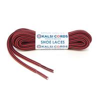 Kalsi Cords ROUND ROPE SHOE LACES WITH STRIPE REPLACEMENT FOR TIMBERLAND DR MARTENS BOOTS HIKING & WALKING STRONG SHOELACES (Red & Black, 75cm Pair)