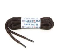 Kalsi Cords ROUND ROPE SHOE LACES WITH STRIPE REPLACEMENT FOR TIMBERLAND DR MARTENS BOOTS HIKING & WALKING STRONG SHOELACES (Black & York Brown, 120cm Pair)