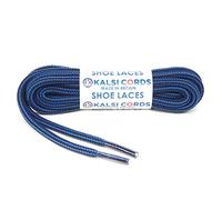 Kalsi Cords ROUND ROPE SHOE LACES WITH STRIPE REPLACEMENT FOR TIMBERLAND DR MARTENS BOOTS HIKING & WALKING STRONG SHOELACES (Royal Blue & Black, 140cm Pair)