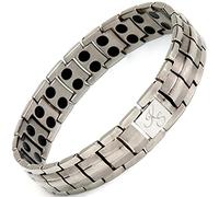 Kalsi Style Ultra Strength Titanium Magnetic Bracelet, Double Row 3500 Gauss Magnets for Men & Women, Free Resizing Tool & Gift Box (Silver)