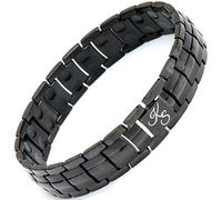 Kalsi Style Ultra Strength Titanium Magnetic Bracelet, Double Row 3500 Gauss Magnets for Men & Women, Resizing Tool & Gift Box (Black w/Black Magnets)