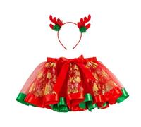Kalttoy 2Pcs Christmas Party Costumes Set Christmas Reindeer Headband with Tutu Skirt
