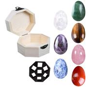 Kalttoy 7 Pcs Natural Crystal Seven Chakras Healing Stones Energy Eggs Meditation Quartz Gemstone Reiki Healers Yoga Practioner Collection Gift Box