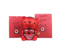 Kalttoy Bear Present Box Featuring A Real Preserved Rose Romance Perfect For Birthdays And Bridal Showers Various Color Jewelry Display Box