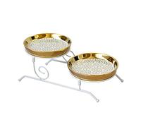 Kalttoy Macaroon Tower Stand Double Layers with Ceramic Plate Practical Serving Tray