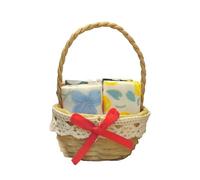 Kalttoy Miniature Dollhouses Woven Basket 1/12 Scale For Dollhouses Playset Resin Punnet Role Play Punnet Props Flower Basket Miniature Home Decors