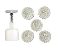 Kalttoy Mooncake Mold 75g DIY Hand Pressure Fondant Moon Cake Mould with 4 Stamps
