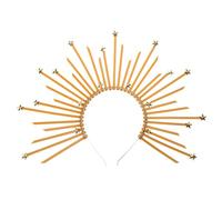 Kalttoy Round Five-pointed Star Head Buckle Hairband Funny Exaggerated Gold Crowns Halloween Witch Dress Hair Accessories Five-pointed Star Round Headwear For Women