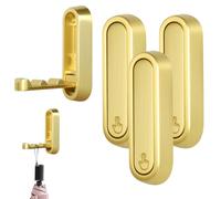 Kaluofan Foldable Wall Hook, 3 PCS Fold Down Wall Gold Hooks, Folding Gold Coat Hooks for Hanging Heavy Duty for Coats, Bags, Towels, Hats No Rust Indoor, Outdoor (with Screws and Glue)