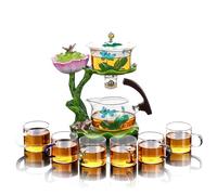 KALWEL,Automatic Tea Set,Magnetic Teapot,Lazy Tea Set,Lazy Kung Fu Glass Tea Set,Drip Teapot,Glass Kung Fu Tea Set, Lotus Moonlight Automatic Tea Set, Home Lazy Brewing Tea Pot(with 6 Cups)
