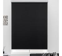 KALYSIE Cordless Roller Shades 100% Blackout Blinds for Windows and Doors, Pull Down Room Darkening Window Shades, Easy to Install for Home and Office, Black, Fixed 75 Inches High, 35 Inches Width