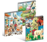 Kalysky 3 Pack Adult Colouring Book, Country Gardens, Farm & City Sights Themes, Mindfulness Colouring Books for Adults Women Relaxation, Art Therapy for Travel