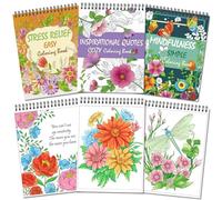 Kalysky 3 Pack Adult Colouring Book, Floral Plants Inspirational Quotes Themes, Flower Colouring Books for Adults Women Relaxation, Easy and Simple Designs, Art Therapy for Mindfulness