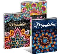 Kalysky 3 Pack Mandala Colouring Books for Adults, Adult Colouring Books for Women with 60 Patterns, A4 Mindfulness Colouring Books for Adults, Stress Relief Gift for Women Men