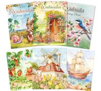 Kalysky 3 Pack Watercolour Workbook, Watercolour Colouring Book for Adults