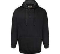 KAM 1/4 Through Button Overhead Hoody King Size Mens Pocket Drawstring Hood Black 4XL (508B)